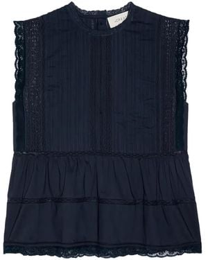 The Great The Sonnet Lace-Trim Pintuck Blouse - Blue