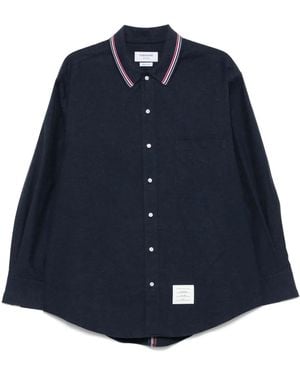 Thom Browne Rwb Stripe-Print Flannel Shirt - Blue