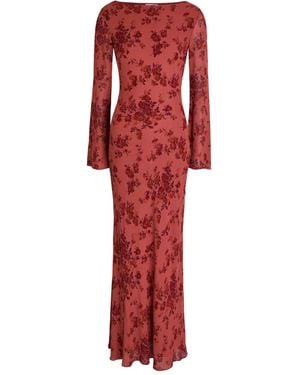 Reformation Esra Floral Chiffon Maxi Dress - Red