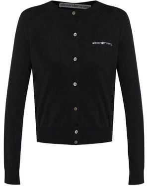 Alexander Wang Cardigan Mit Kristallverziertem Logo - Schwarz