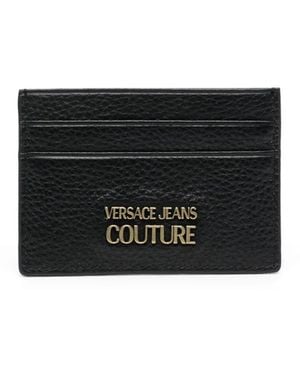 Versace Jeans Couture Logo-Plaque Leather Cardholder - Black