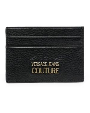 Versace Jeans Couture Logo-Plaque Leather Cardholder - Black