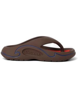 Rabanne Tongs À Logo Embossé - Brown