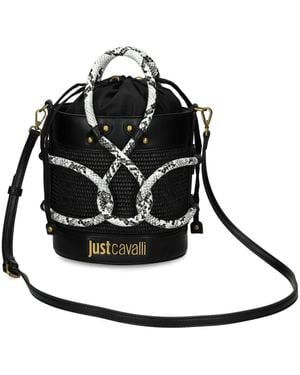 Just Cavalli Bolso Bombonera Con Motivo De Serpiente - Negro