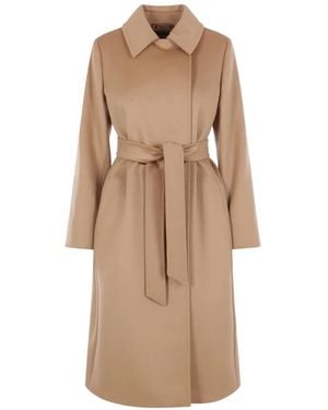 Max Mara Belted Wool Coat - Natural
