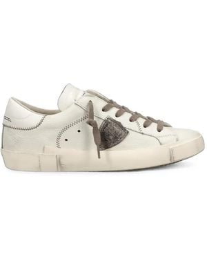 Philippe Model Prsx Distressed-Effect Trainers - White