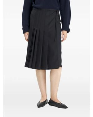 Barena Telma Pleated Wrap Midi Skirt - Black