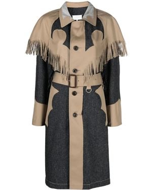 Maison Margiela Cappotto Monopetto Con Frange - Nero