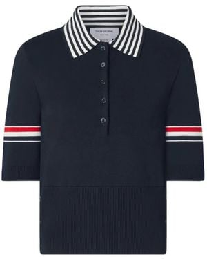 Thom Browne Rwb Stripe Lobster-Jacquard Polo Shirt - Blue