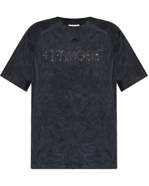 adidas ラインストーントリム Tシャツ - ブラック