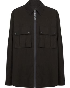 Balmain Flap-Pocket Zipped Shirt - Black