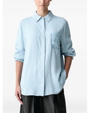 Stine Goya Embroidered-Pocket Shirt - Blue