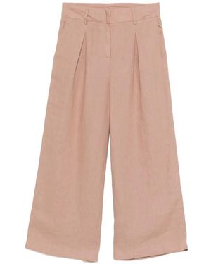 MAISON 123 Pantalones Palazzo Capri Tino Con Pinzas - Blanco