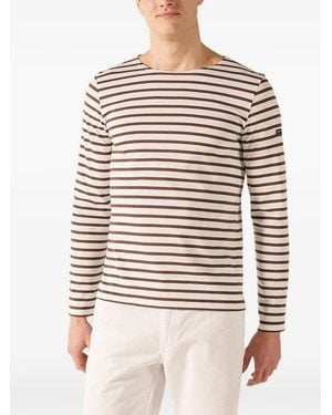 Saint James Minquiers Gestreept T-Shirt Met Lange Mouwen - Naturel