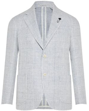 Lardini Houndstooth Single-Breasted Blazer - Grey