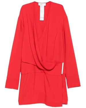 Sportmax Etere Wrap-Style Long-Sleeve Mini Dress - Red