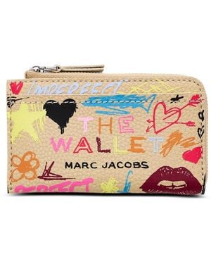 Marc Jacobs Scribble Top Zip Leather Wallet - Pink