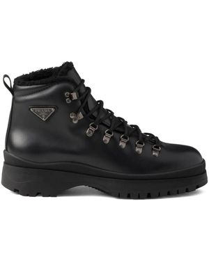 Prada Brixxen Leather Boots - Black