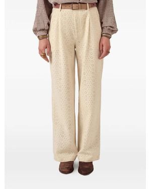 MAISON HOTEL Theodore Embroidered Straight-Leg Trousers - Natural