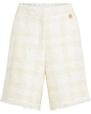 KARL LAGERFELD Natural Bermuda Shorts With Logo Buttons - White