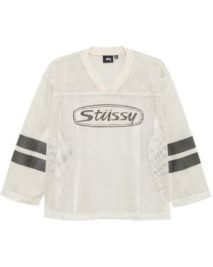 Stussy Logo-Print Mesh T-Shirt - White