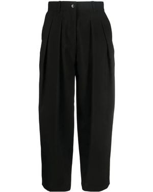 KENZO Pleat-Detail Cropped Pants - Black