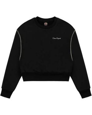 Colmar Cropped Topstitching Sweatshirt - Black
