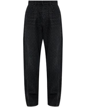 Balmain Monogram-Print Jeans - Black