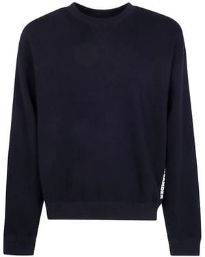 Jil Sander Logo-Print V-Insert Sweater - Blue