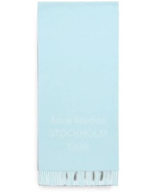 Acne Studios Logo-Intarsia Fringed Scarf - Blue