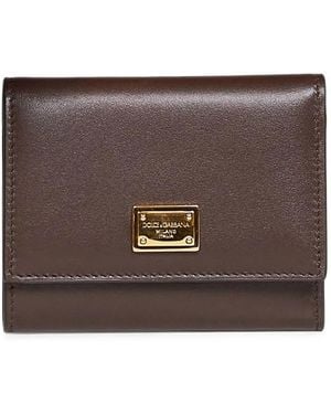 Dolce & Gabbana Logo-Plate Leather Wallet - Brown