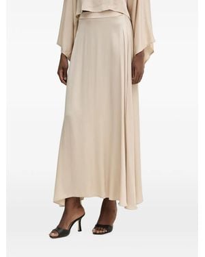 Haveone Satin-Finish Flared Maxi Skirt - Natural