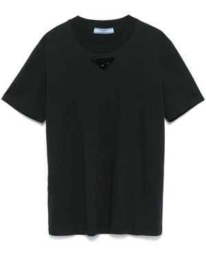 Prada T-Shirt Mit Perlenverzierung - Schwarz