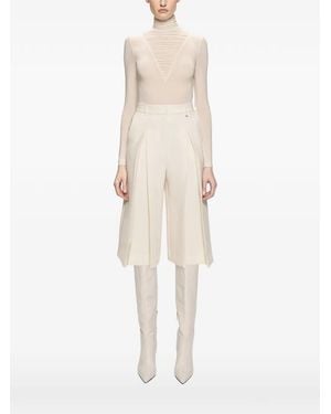 Nissa Lyocell Wool-Blend Turtleneck Top - Natural