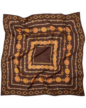 Versace Pañuelo Estampado De 90 X 90 Cm - Marrón