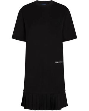KARL LAGERFELD Pleated-Hem Short-Sleeve Mini Dress - Black