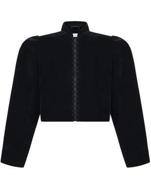 TANUNA Puff-Sleeved Velvet Jacket - Black