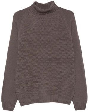 Corneliani Waffle-Knit Raglan-Sleeve Jumper - Brown