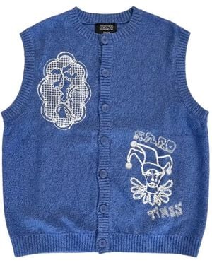 PAS DE MER Chaleco Doily Con Diseño Patchwork - Azul