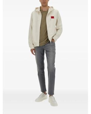 HUGO Sweatshirtjacke mit Kapuze - Natur