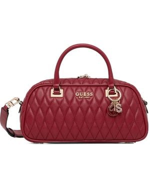 Guess Quilted Charm-Detail Tote Bag - Red
