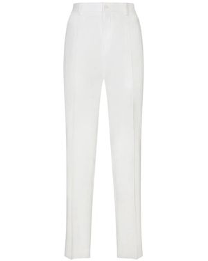 Dolce & Gabbana Logo-Tag Tailored Trousers - White