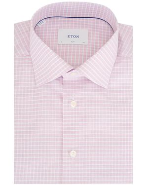 Eton Check-Pattern Twill Shirt - Pink