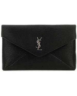 Saint Laurent Cassandre Large Envelope Pouch - Black