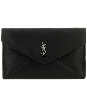 Saint Laurent Große Clutch Mit Kuvertform - Schwarz