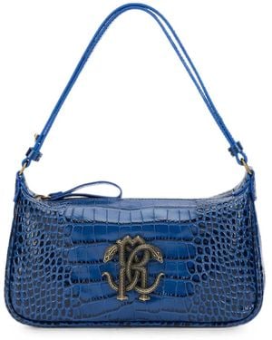 Roberto Cavalli Bolso De Hombro Con Placa Del Logo - Azul