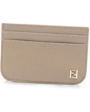 Fendi Logo-Plaque Cardholder - Natural