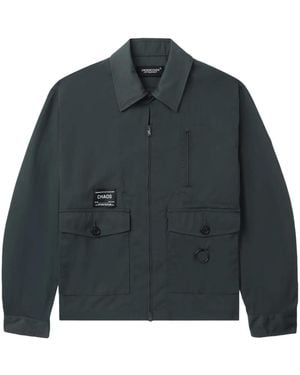Undercover Logo-Patch Twill Shirt Jacket - Blue