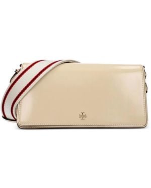 Tory Burch Striped-Strap Leather Crossbody Bag - Natural
