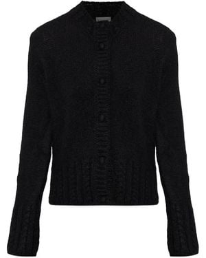 Moncler Cable-Knit Logo-Patch Cardigan - Black